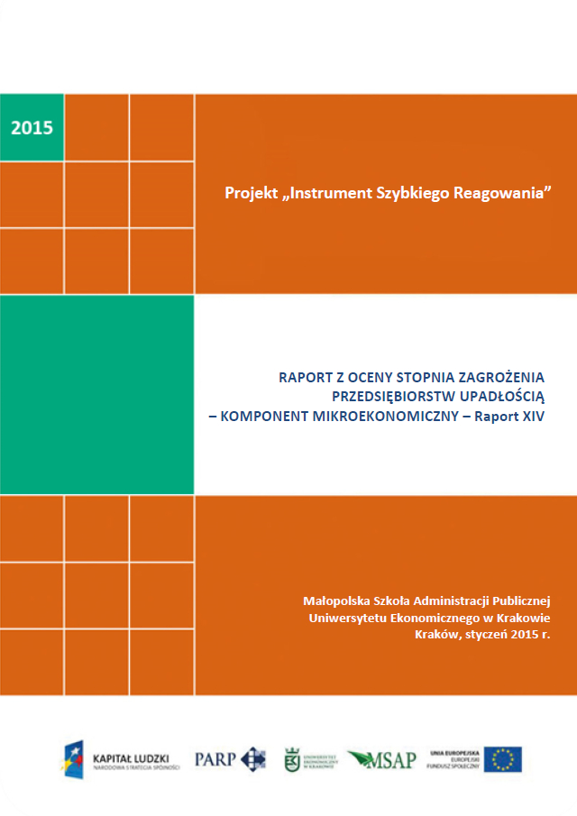 Komponent mikroekonomiczny - Ocena stopnia zagrożenia przedsiębiorstw upadłością - XIV